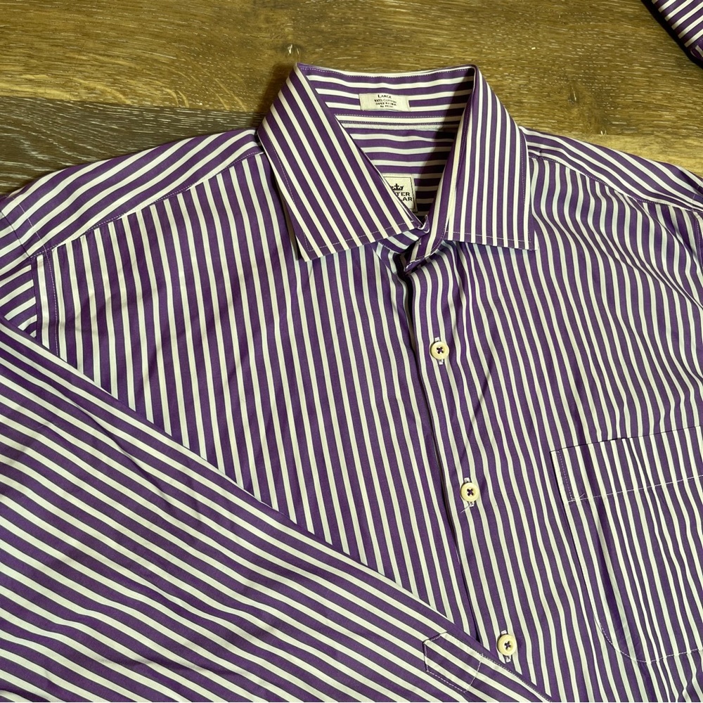 Peter Millar Mens Shirt Large 100% Cotton Long Sleeve Button Down Purple